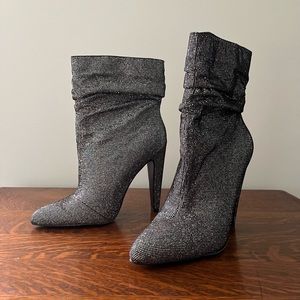 Steve Madden Black Glitter Ankle Boots